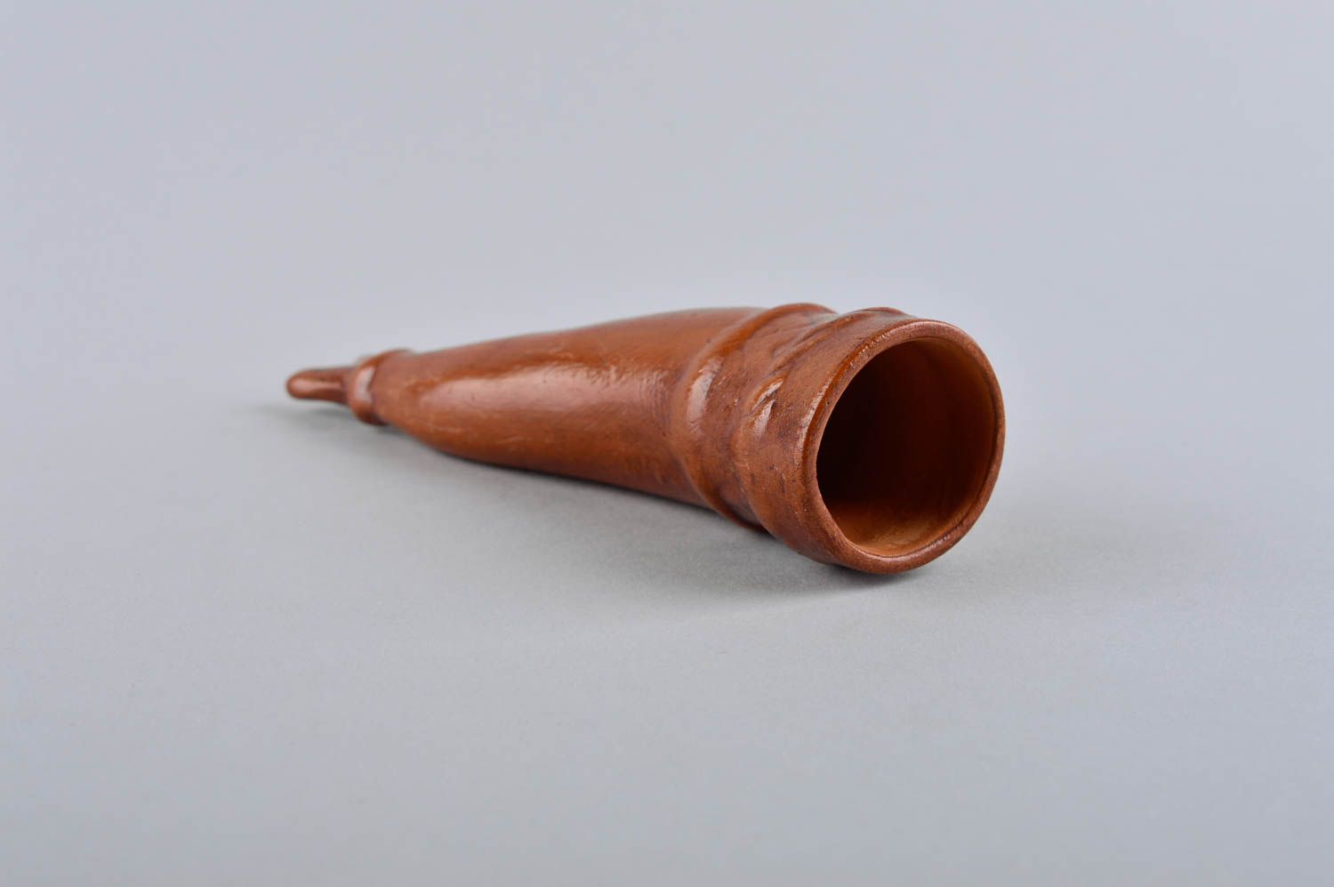 Handmade wine glass decorative pottery horn for drinks present for men photo 4