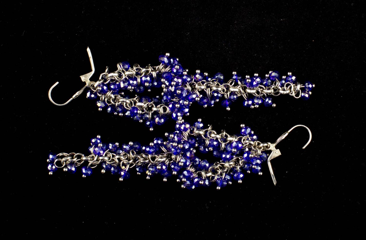 Boucles d'oreilles breloques Bijou fait main perles cristal bleu Cadeau femme photo 4