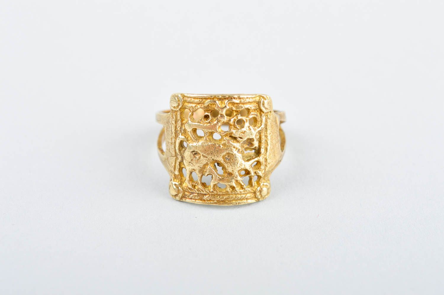 Stylish handmade metal ring beautiful brass ring accessories for girls photo 3