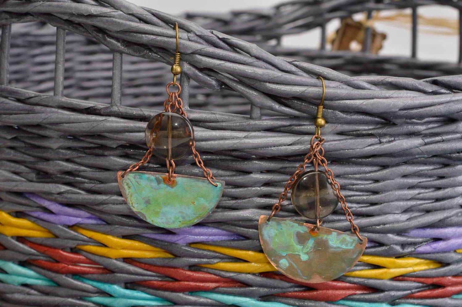 Handmade jewelry unusual gift designer accessories copper earrings gift ideas photo 1