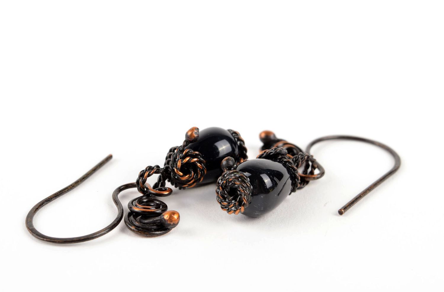 Handgemachte Ohrringe Juwelier Modeschmuck Schmuck Ohrringe aus Achat schwarz foto 2