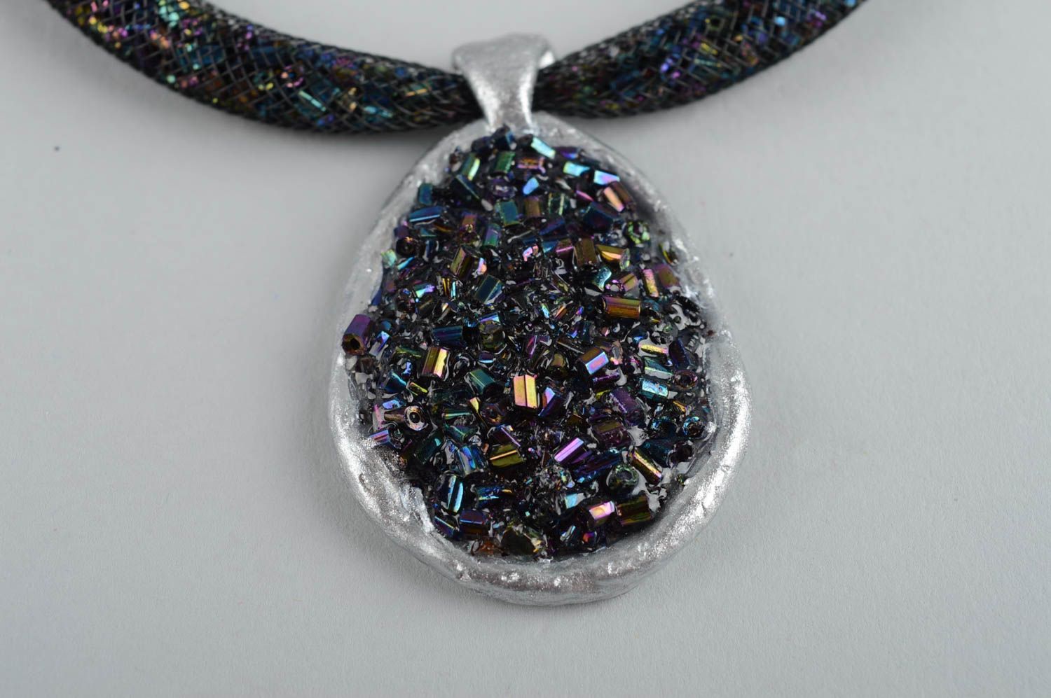 Unusual handmade plastic pendant beaded pendant fashion accessories for girls photo 3