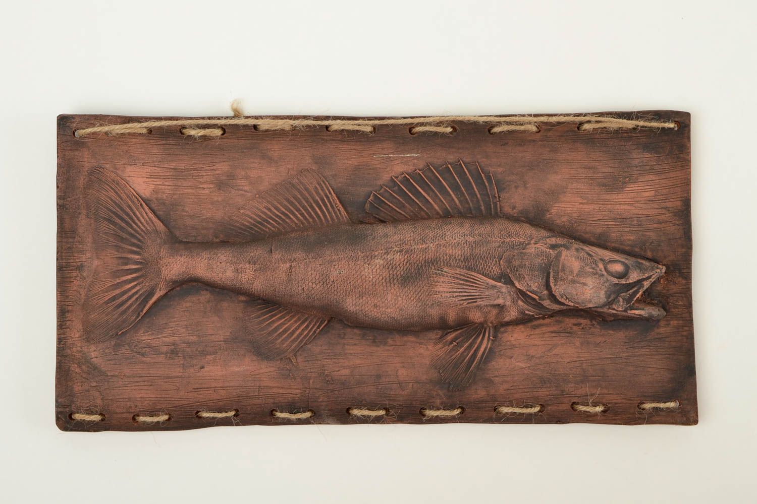 Tableau argile fait main Décoration murale poisson Idée cadeau originale photo 5