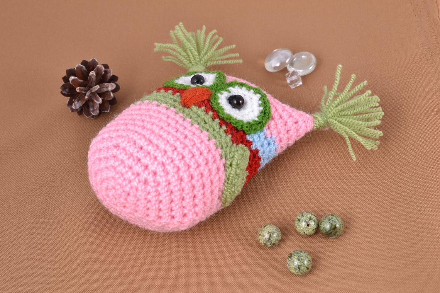 Beautiful bright soft crochet toy owl photo 1