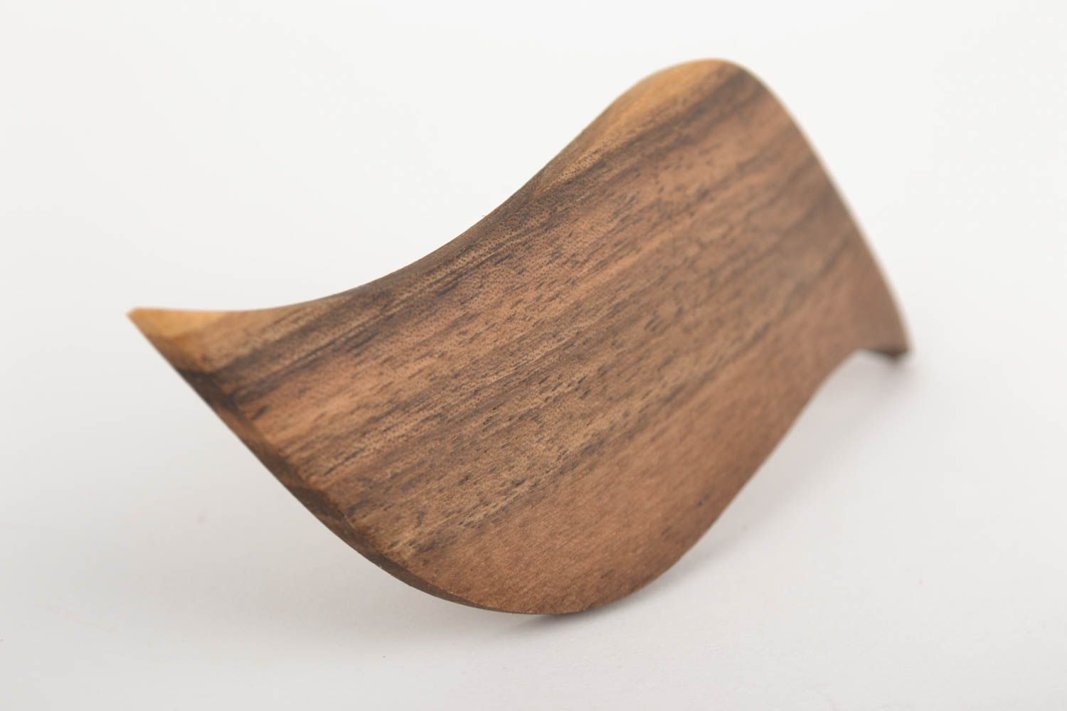 Barrette à cheveux en bois de noyer brune en forme originale pratique faite main photo 3