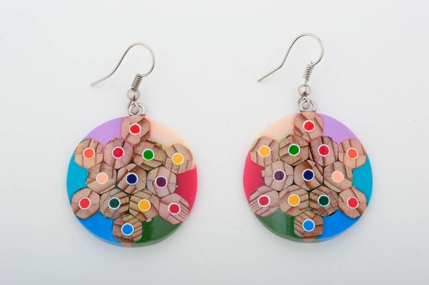 Handmade dangling earrings unusual summer jewelry bright colorful earrings photo 3