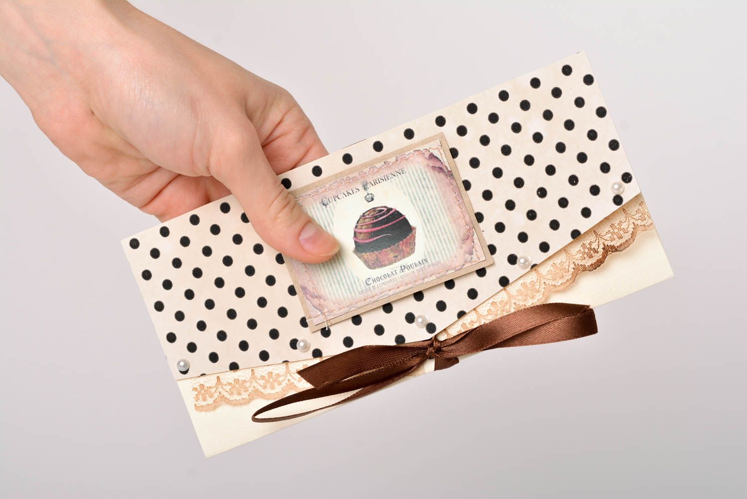 Handmade beige Scrapbooking Karte ausgefallenes Geschenk Karte für Geldgeschenk foto 2