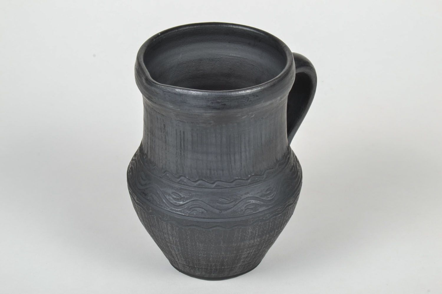 25 oz handmade black ceramic milk decanter with handle 1,7 lb photo 3