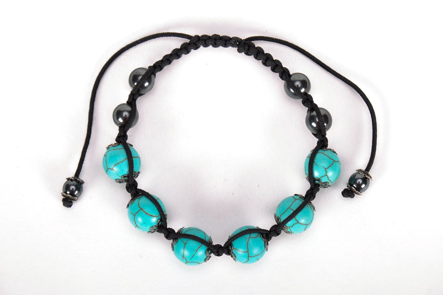 Woven bracelet with turquoise and bloodstone photo 4