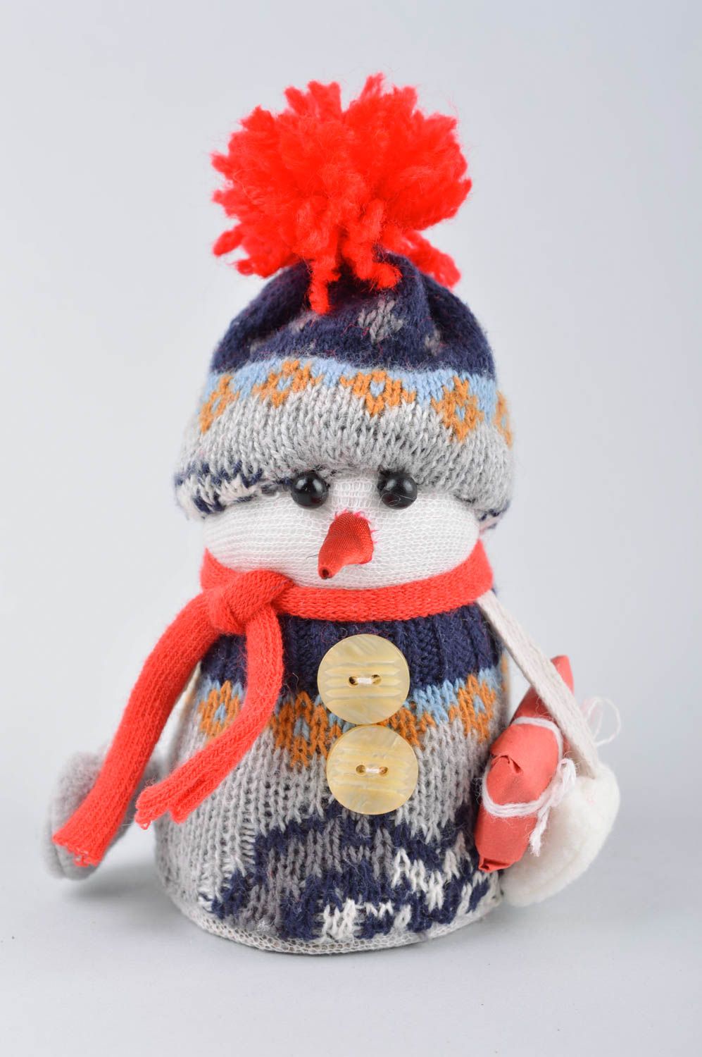 Peluche Bonhomme de neige en tissu faite main décorative Cadeau original photo 2