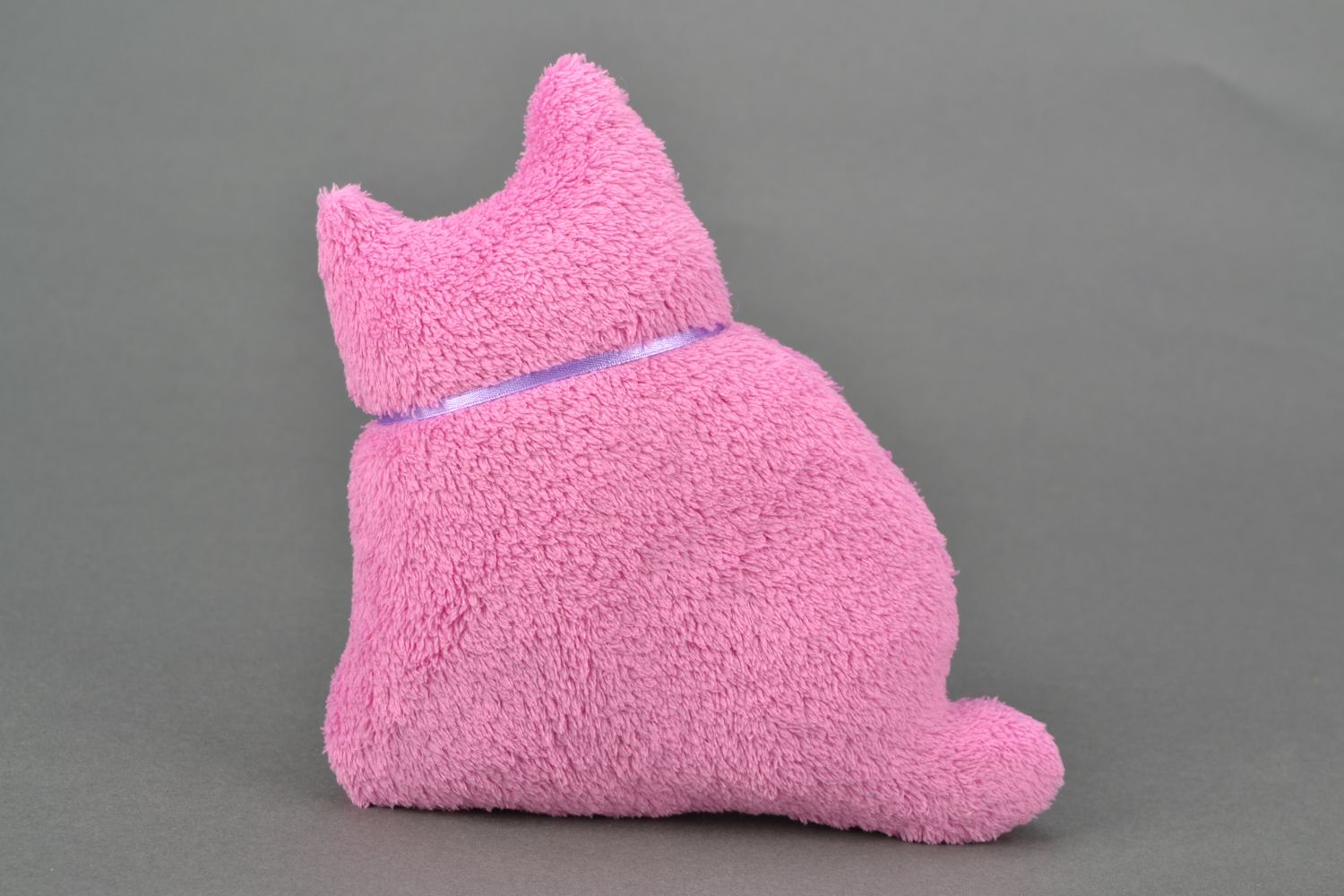 Jouet décoratif en tissu fait main Chat rose photo 4