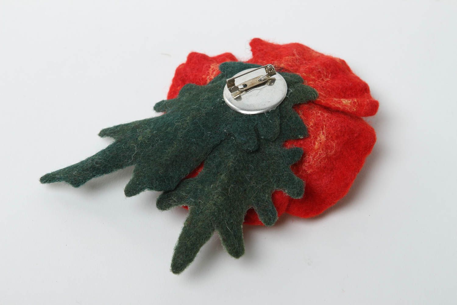 Beautiful elegant brooch red poppy brooch stylish handmade accessory photo 4