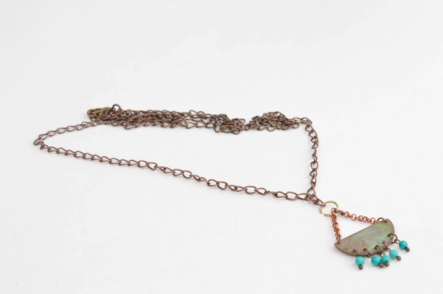 Handmade pendant unusual accessory for girls neck accessory copper jewelry photo 3