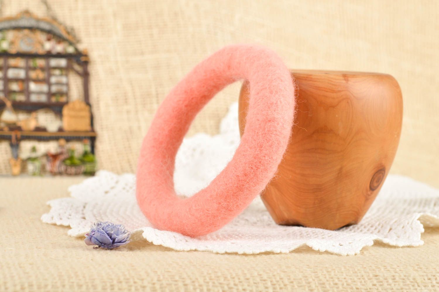 Armband aus Stoff handmade Schmuck rosa Accessoire für Frauen gefilzt schön foto 1
