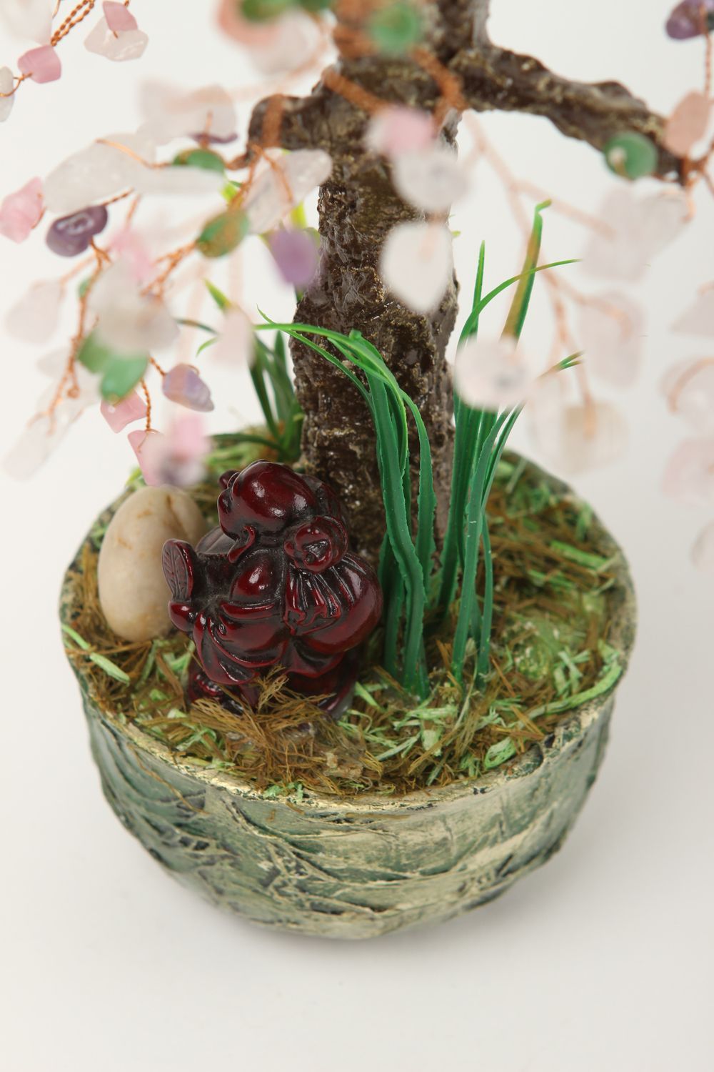 Handmade schöner Perlen Baum Wohn Accessoire dekorativer Baum mit echten Steinen foto 4