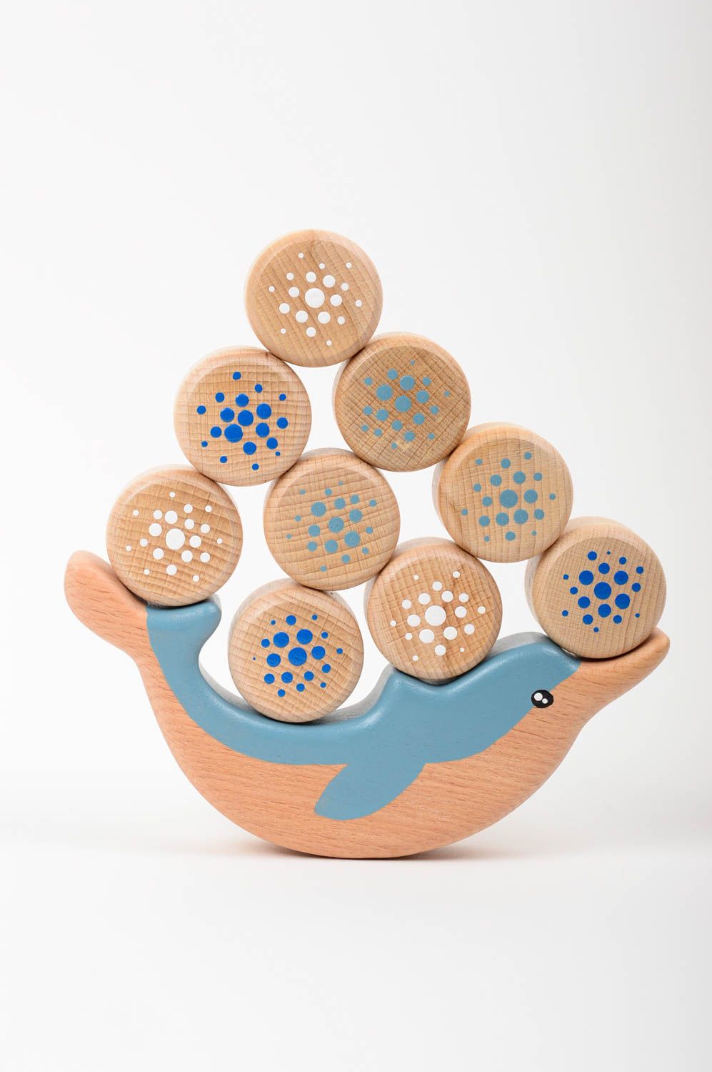 Handmade developing toy unusual wooden dolphin cute designer toy eco decor photo 1