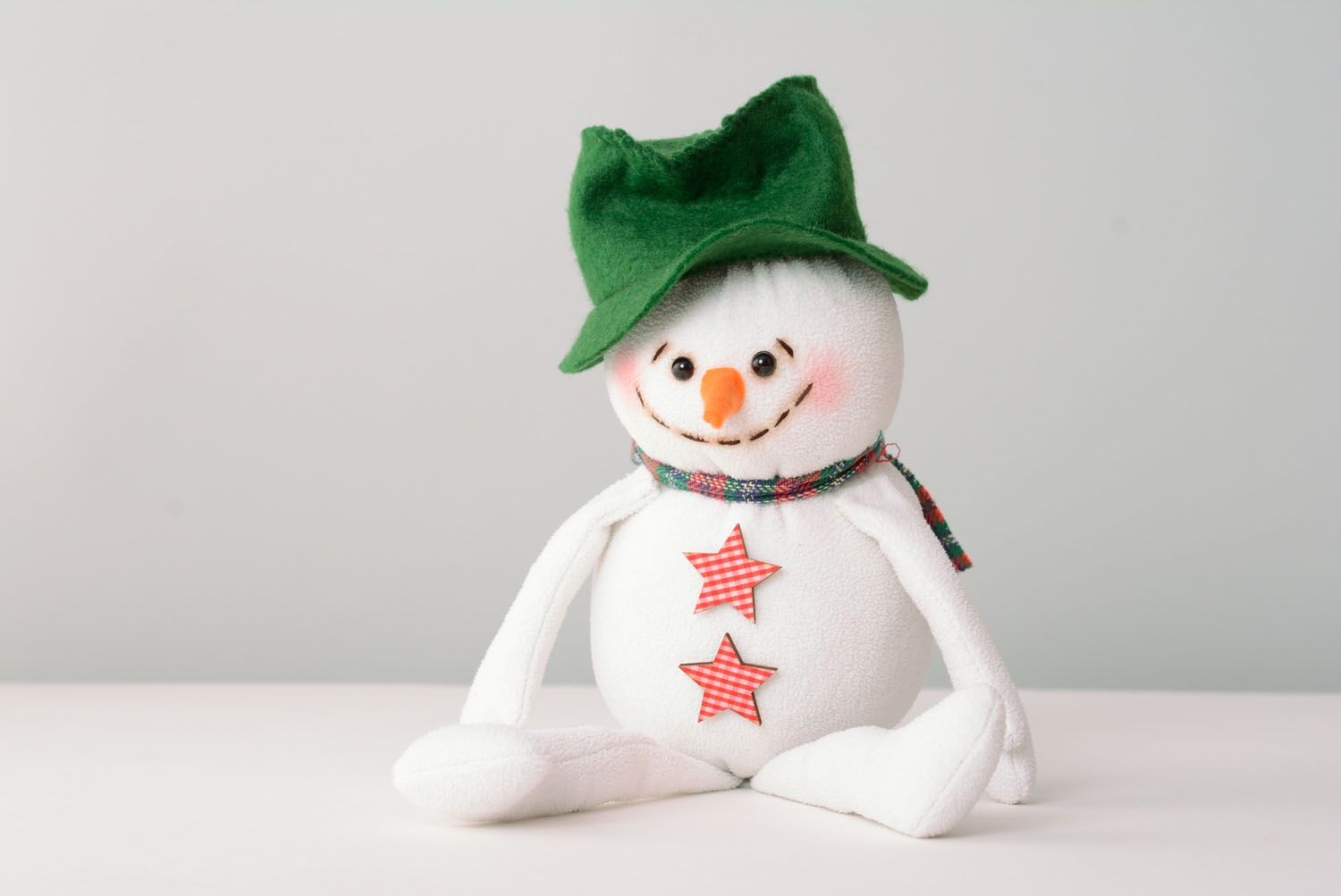 Текстильная игрушка в виде снеговика фото 2