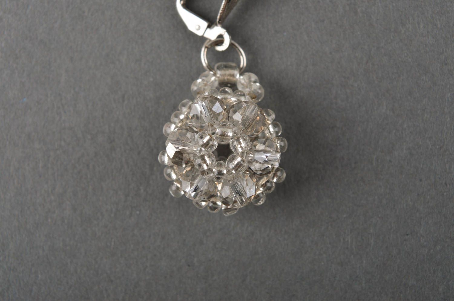 Handmade crystal earrings with charms evening jewelry handmade beaded accessory photo 5