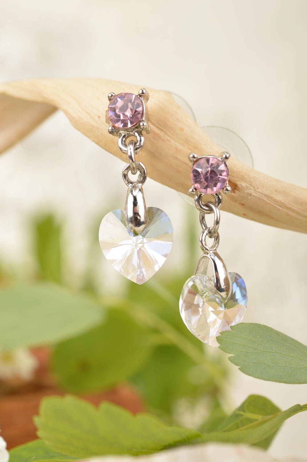 Designer beautiful handmade earrings with Austrian crystals and charms photo 1