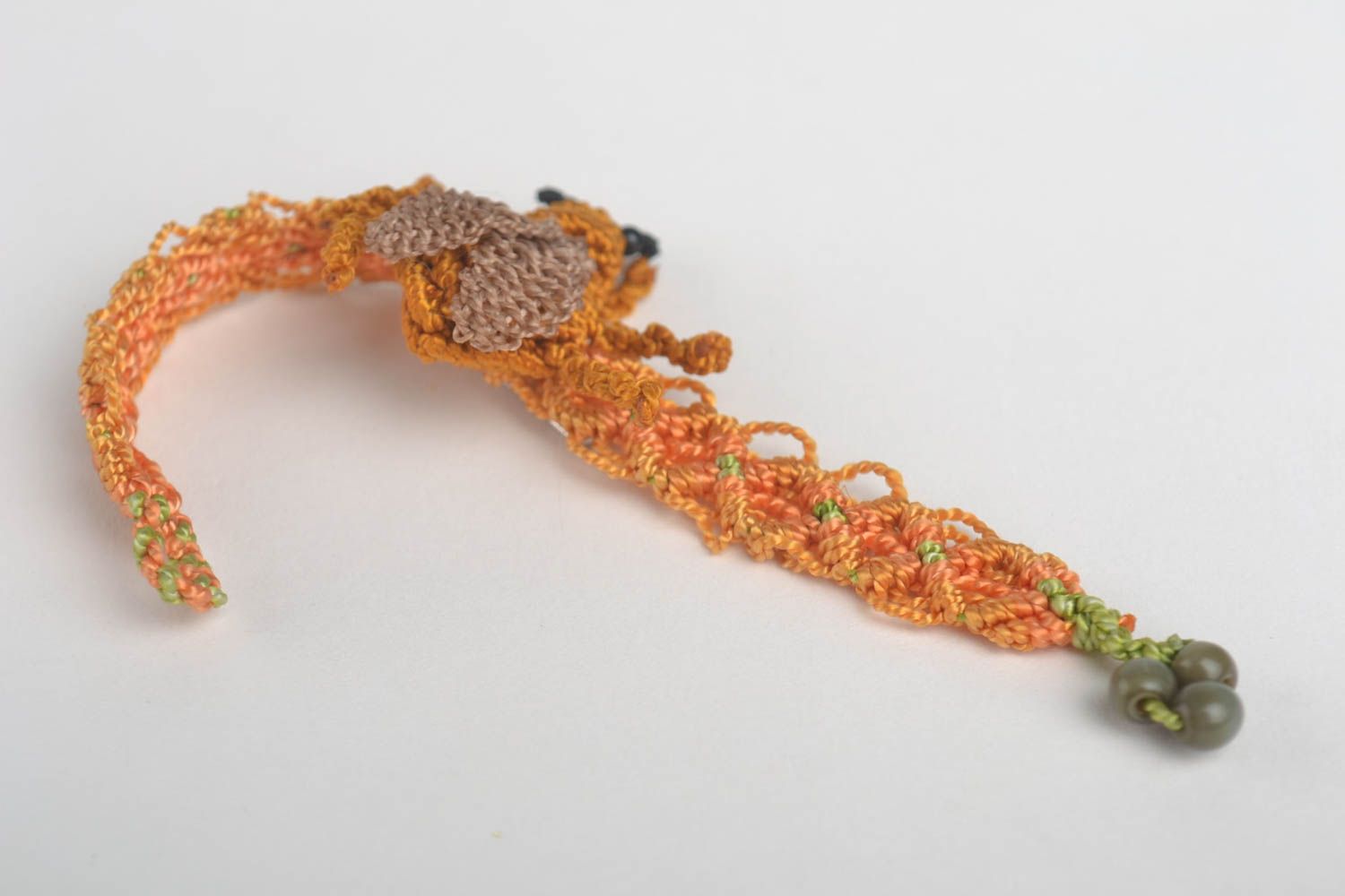 Bracelet textile Bijou fait main en fils synthétiques Broche fantaisie cadeau photo 3