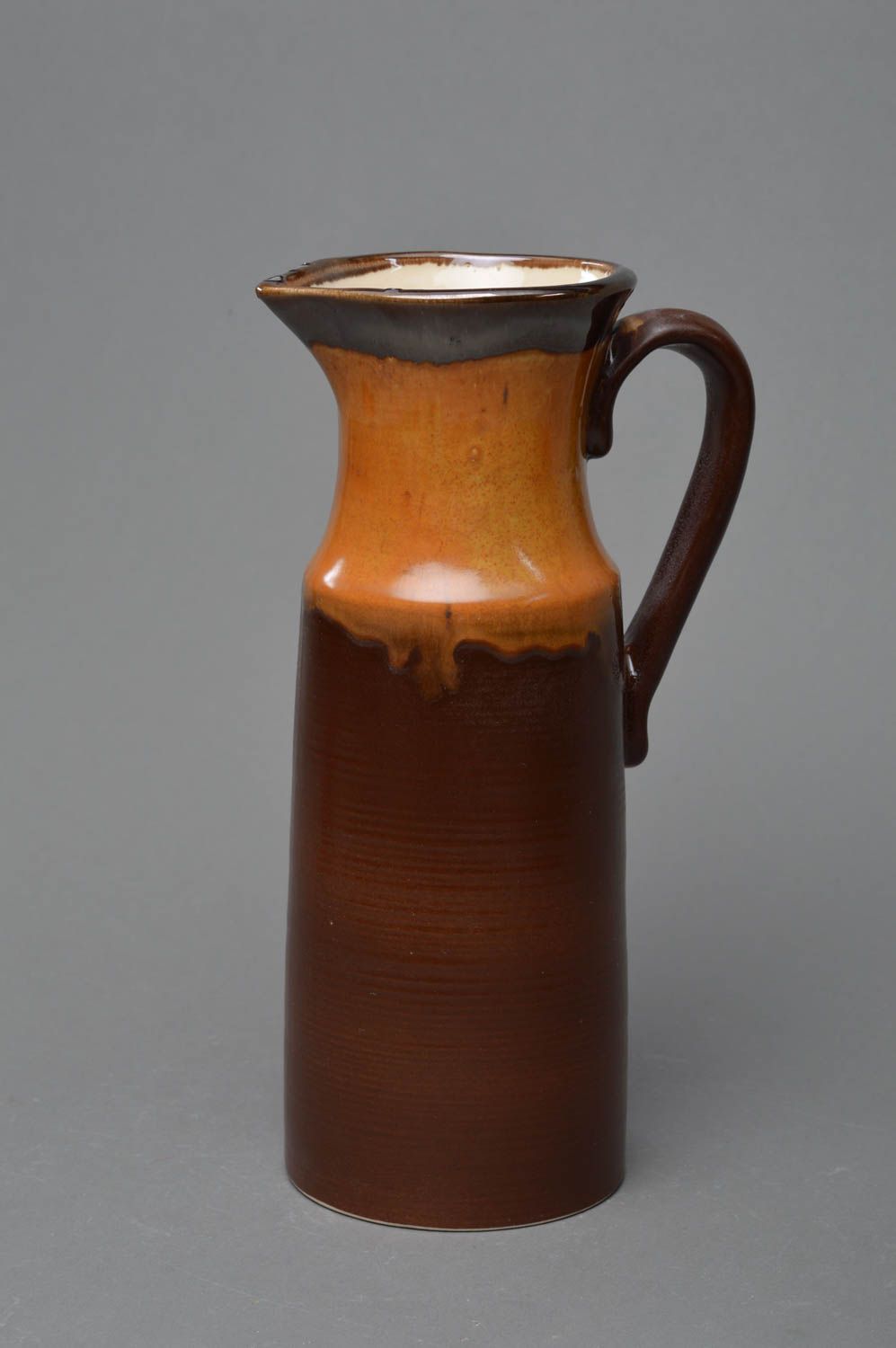 Handmade ceramic coffee jug with handle 2,17 lb photo 2