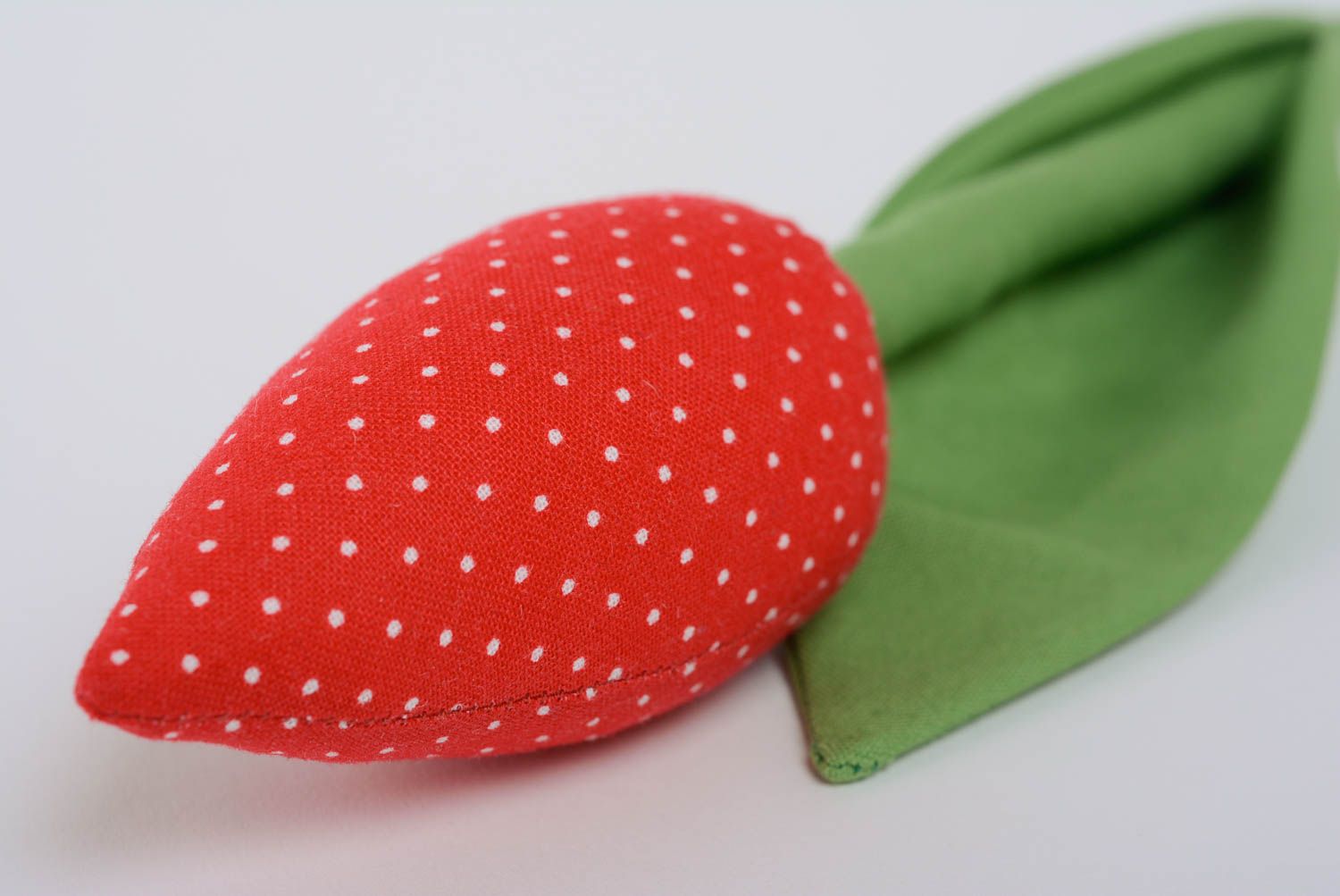 Beautiful handmade fabric soft artificial flower red with dots photo 2