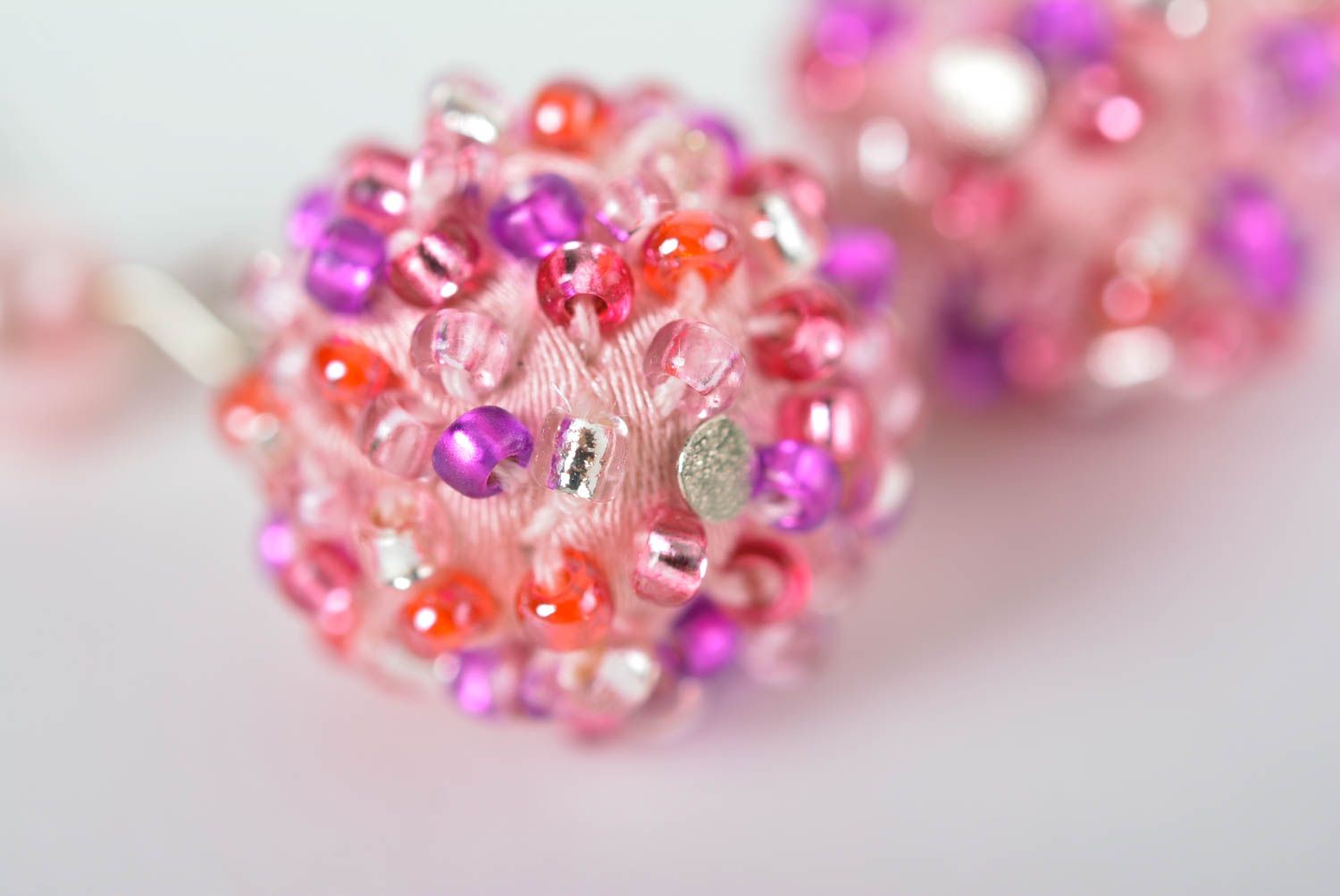 Handmade long beaded earrings stylish pink earrings cute designer jewelry photo 5