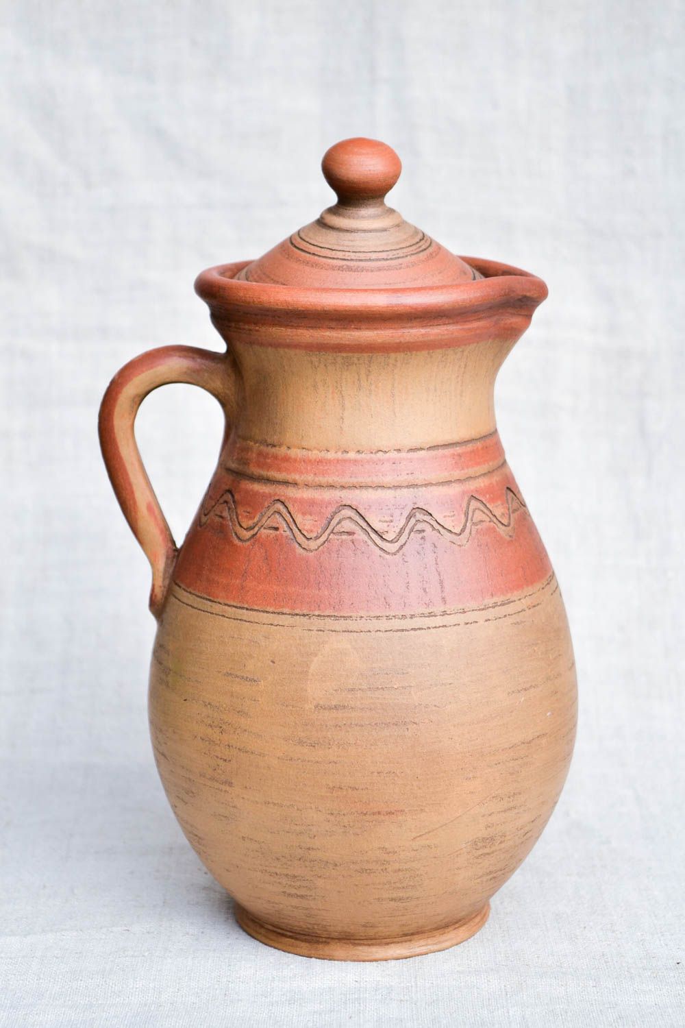 60 oz ceramic terracotta milk pitcher with handle and lid 13 inches, 2 lb photo 4