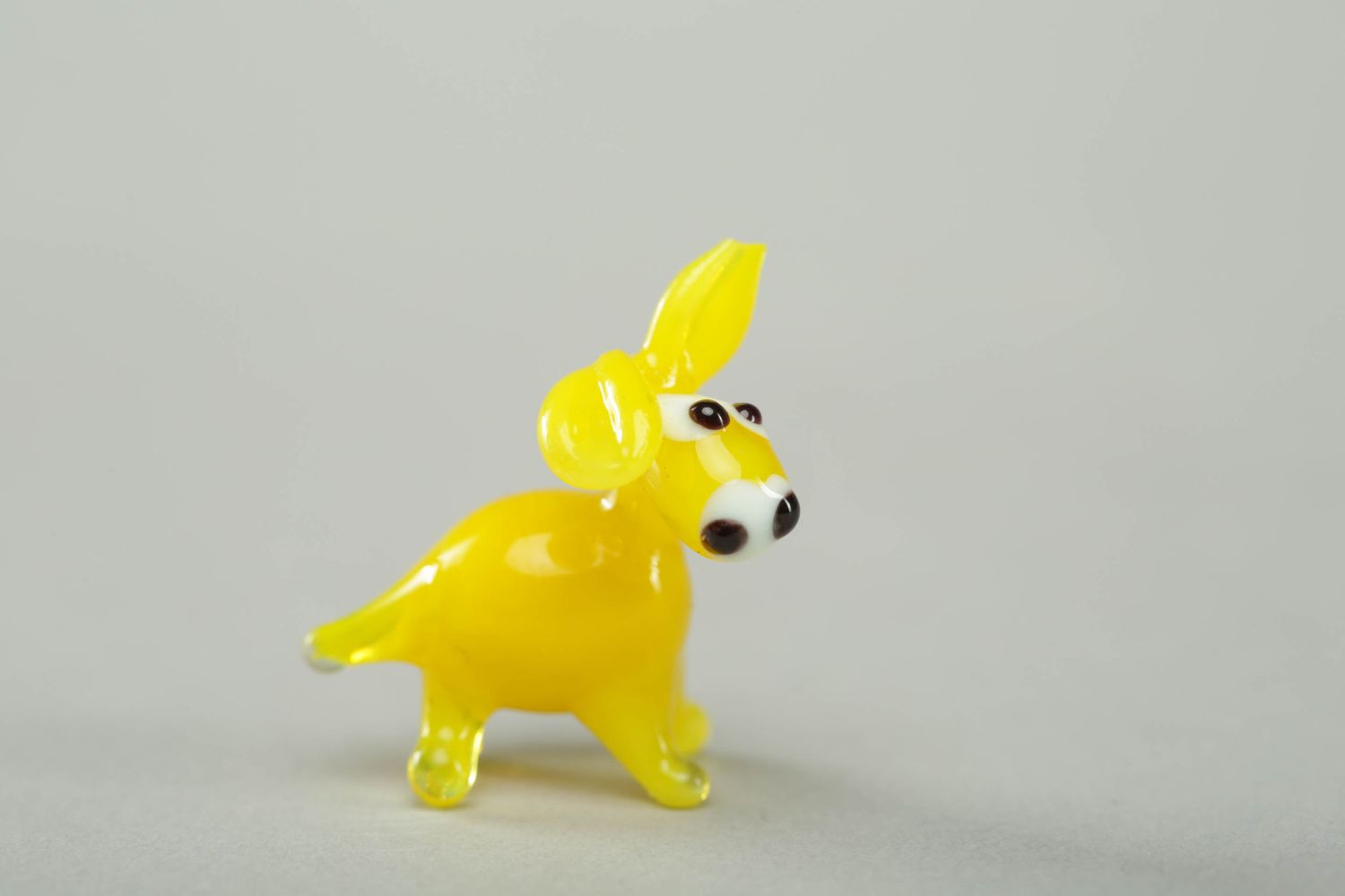 Handmade lampwork glass figurine Yellow Donkey photo 1