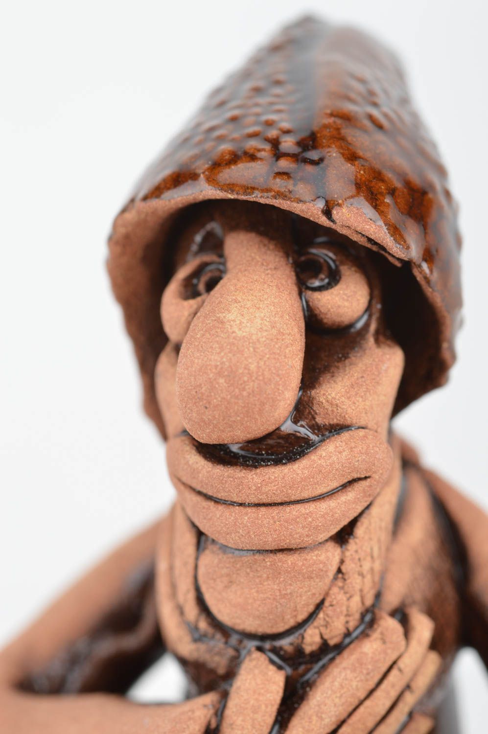 Ceramic figurine clay statuette handmade pottery man with jug home decor photo 4