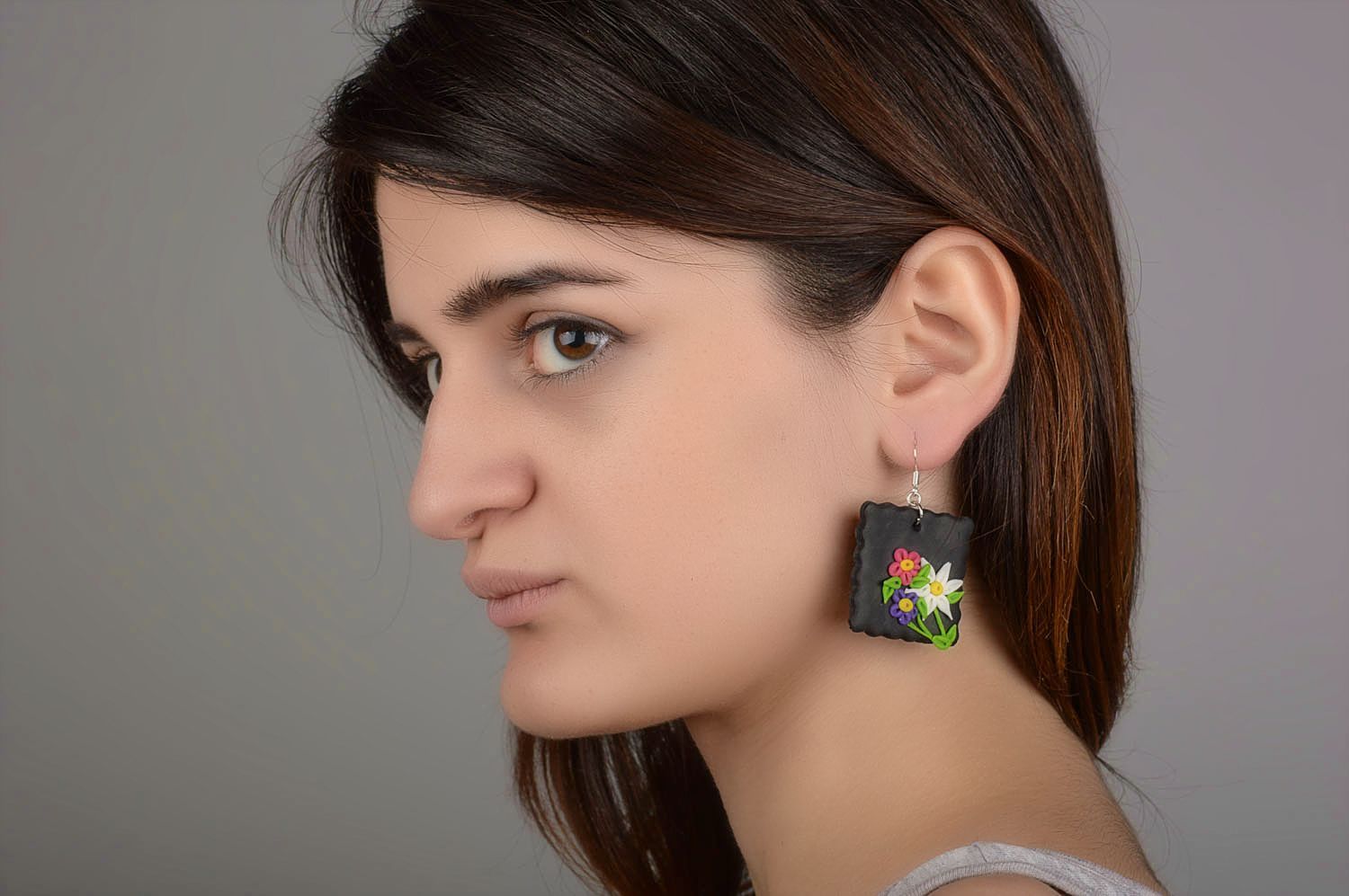 Handmade quadratische Ohrringe Polymer Clay Schmuck Accessoire für Frauen foto 5