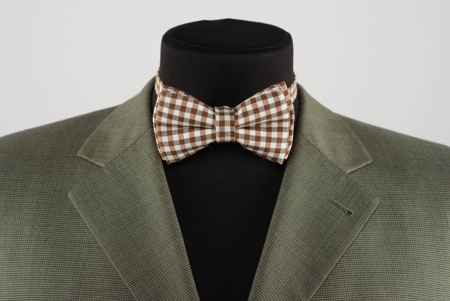 Checkered bow tie made of gabardine photo 2