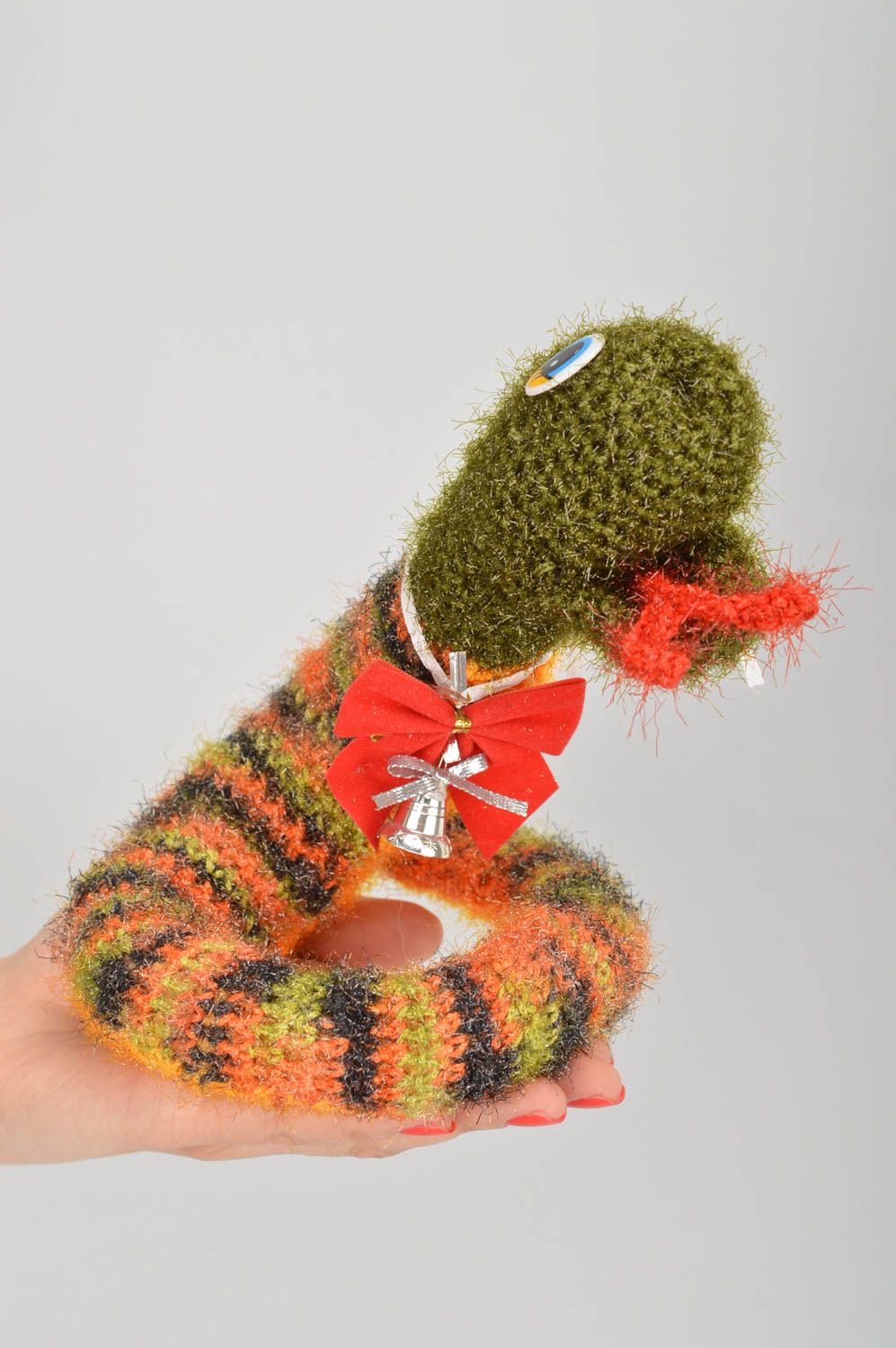 Handmade designer cute soft crocheted snake made of acrylics for home decor photo 3