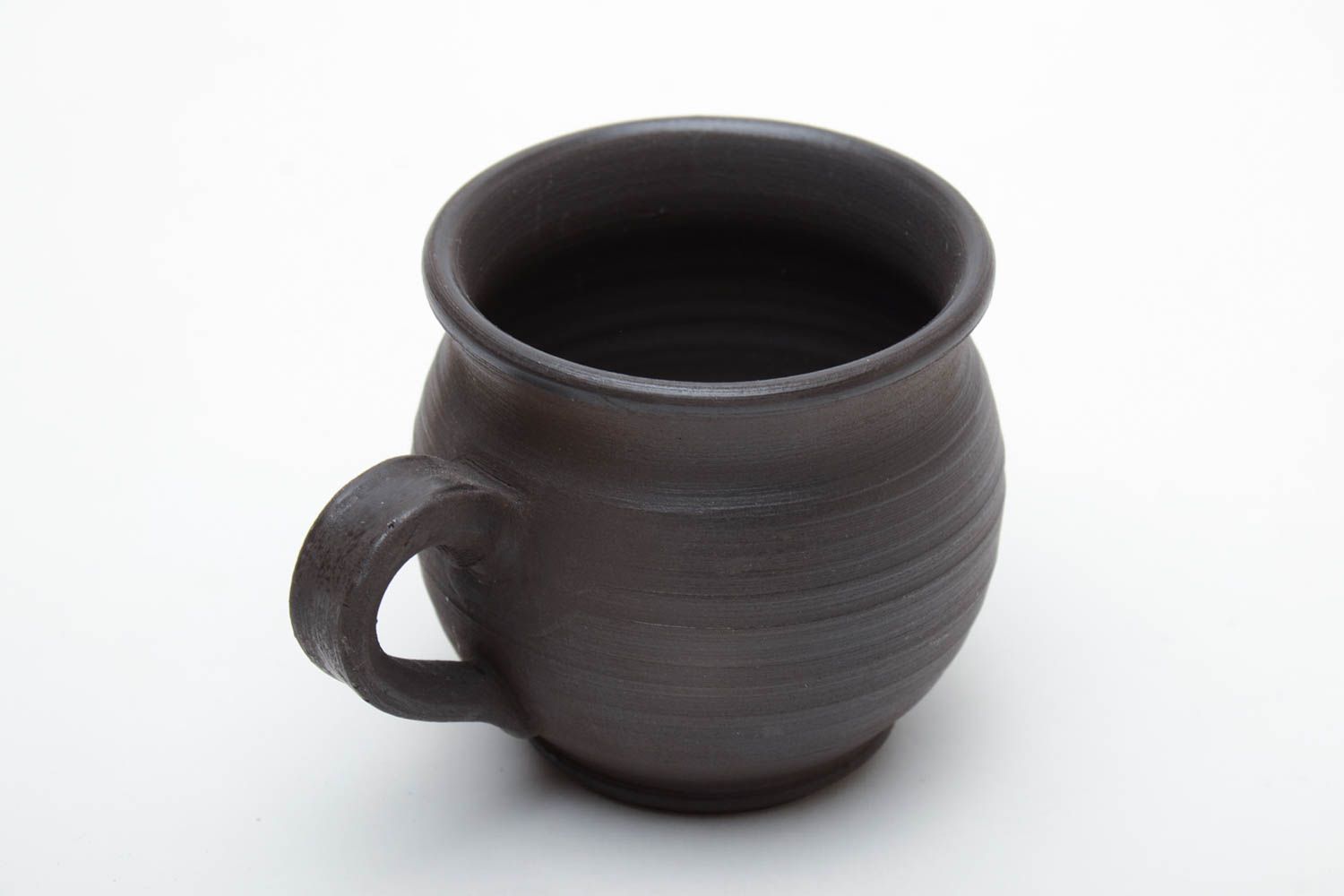 5 oz black clay pot shape coffee drinking cup with handle photo 3