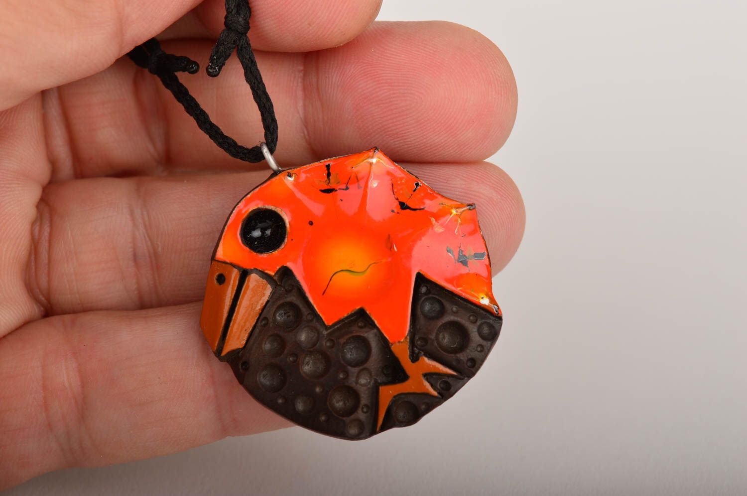 Handmade pendant unusual accessory designer jewelry clay pendant for girls photo 4