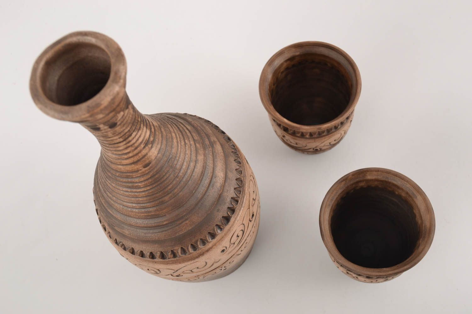 Juego de vajilla cerámica bonita artesanal botella de 1 l y 2 vasos de 250 ml  foto 2