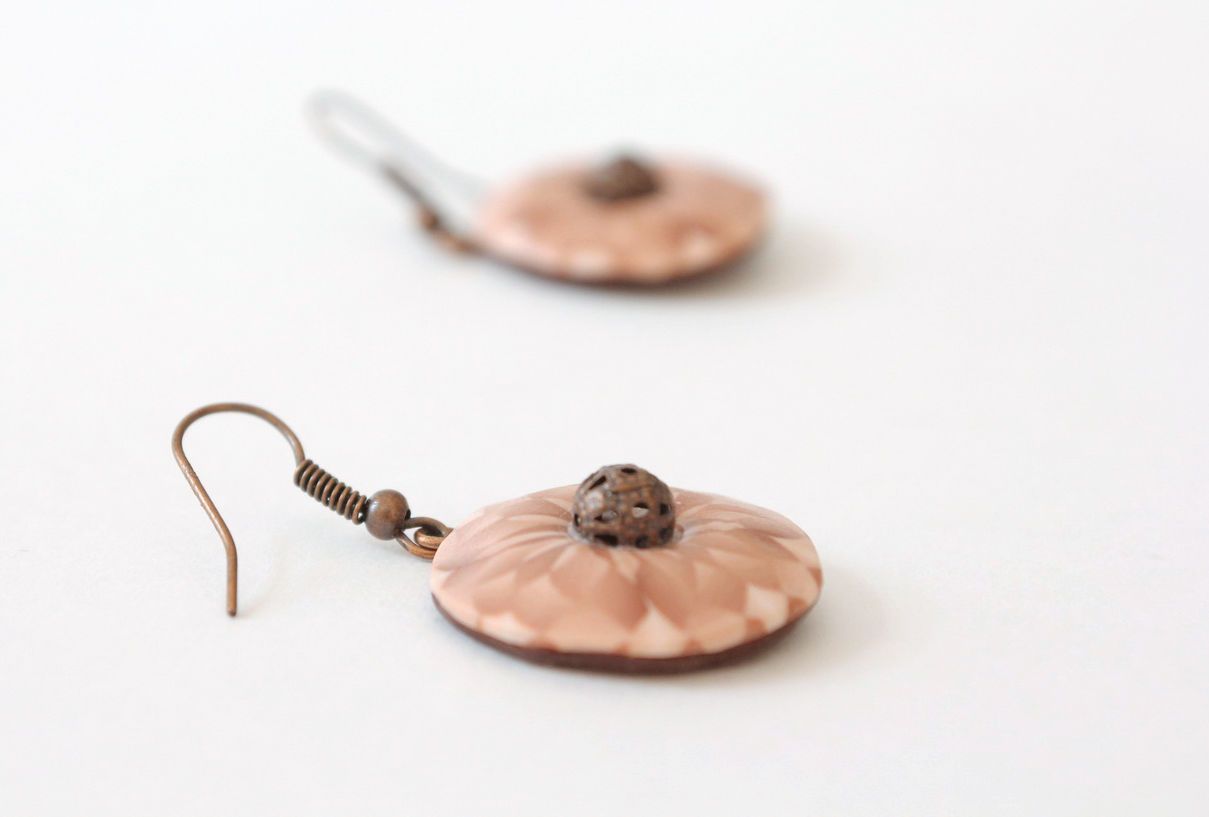 Earrings made ​​of polymer clay Pastel Flower photo 2