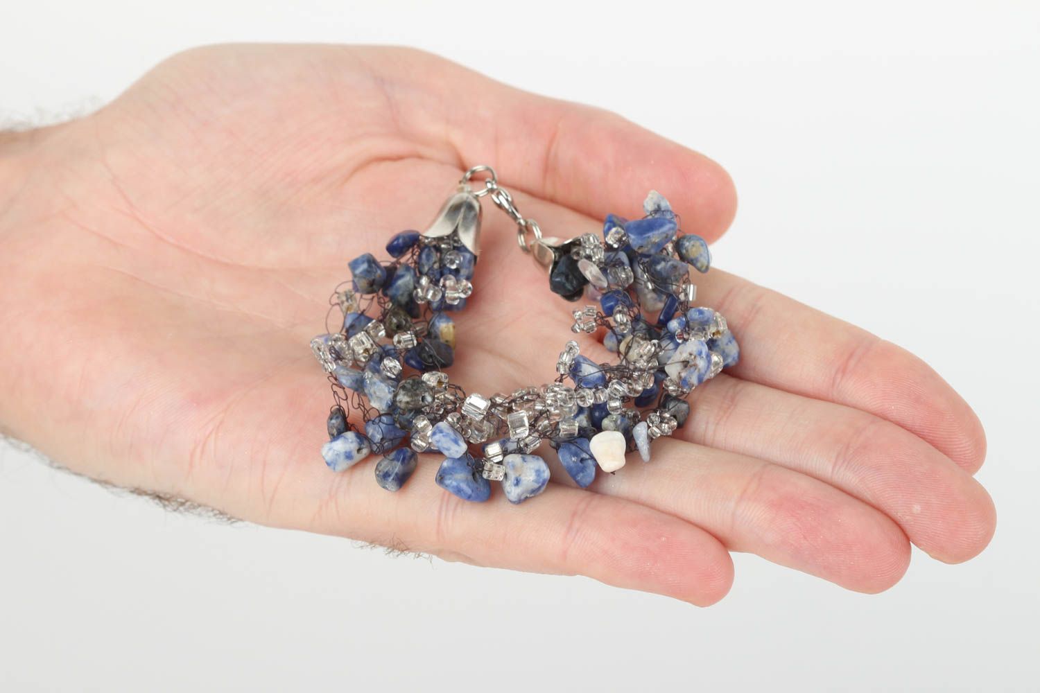 Bracelet perles rocaille Bijou fait main lazurite mauve Accessoire femme photo 5