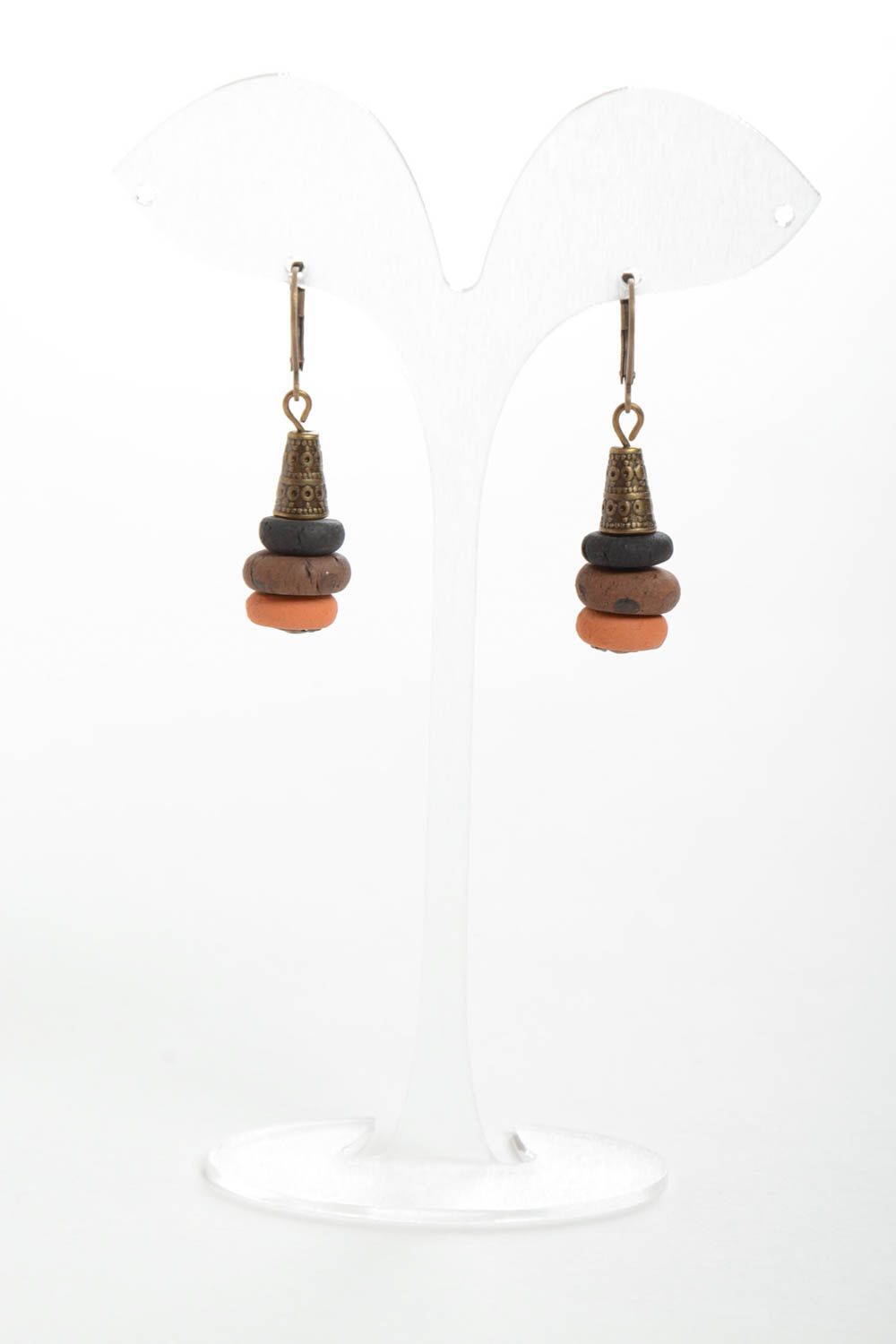 Handmade Ohrringe Schmuck aus Ton Ohrringe für Frauen originell stilvoll foto 2
