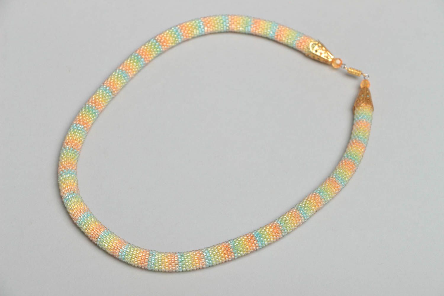 Handmade beaded cord necklace made of Czech beads beautiful bright unusual photo 2