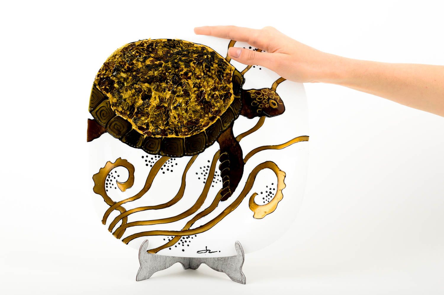 Декоративная тарелка handmade красивая тарелка Черепаха подарочная тарелка фото 2