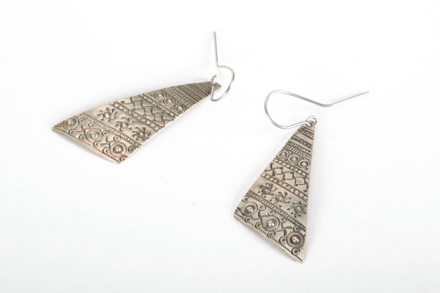 Triangle earrings with ornament photo 1