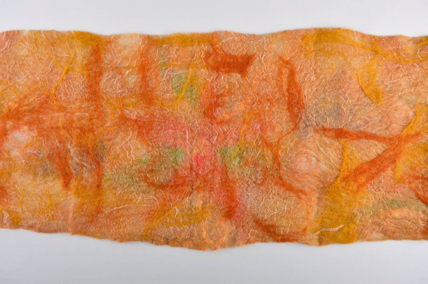 Écharpe orange faite main Châle en laine feutrée à motif Cadeau femme original photo 3