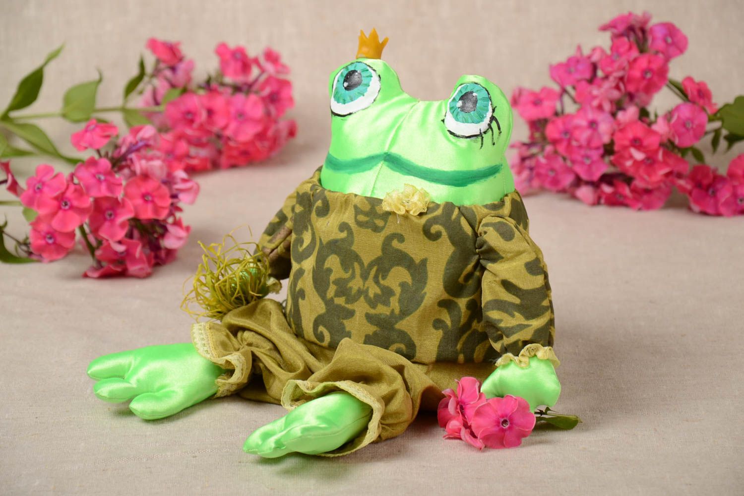 Stoff Kuscheltier handmade Frosch Spielzeug Spielzeug für Kinder in Grün foto 1