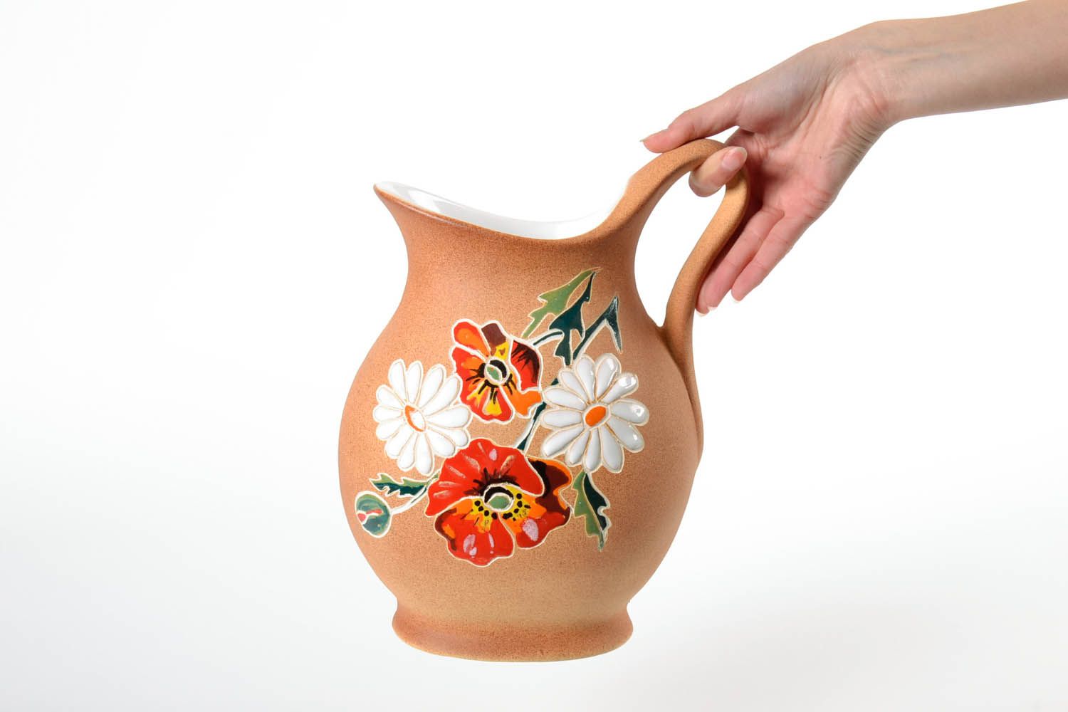 100 oz 11 inches floral design ceramic water pitcher with handle 3,5 lb photo 2