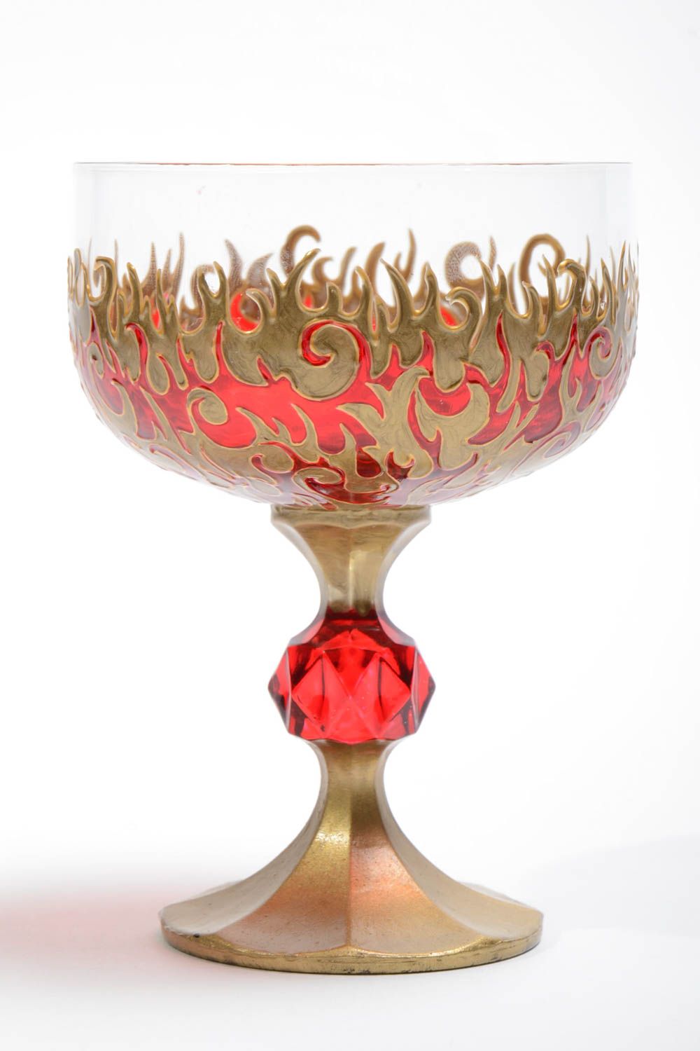 Стеклянный бокал с росписью витражными красками ручной работы красивый 300 мл фото 2