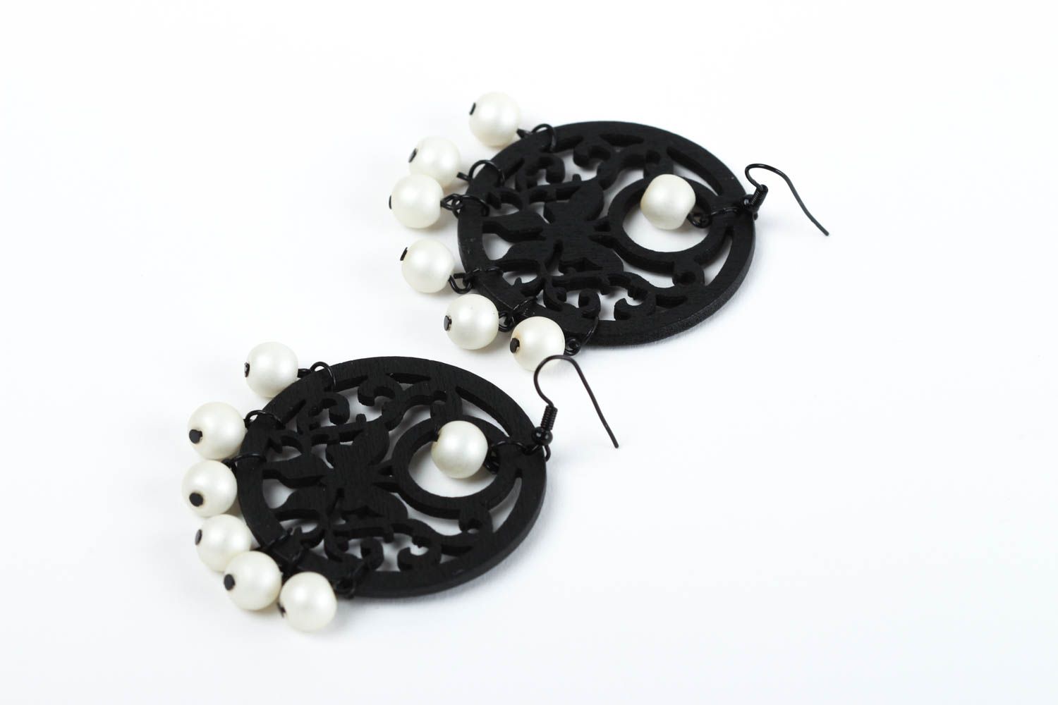 Handmade Modeschmuck Ohrhänger Ohrringe aus Holz Accessoire für Frauen  foto 2