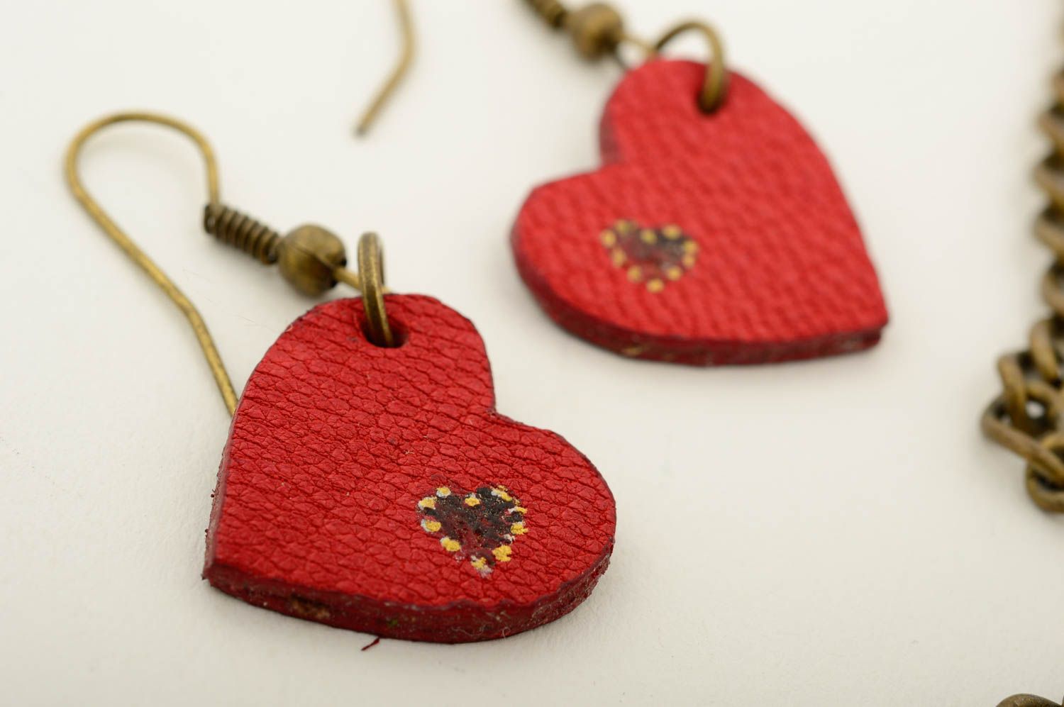 Beautiful handmade leather necklace leather earrings artisan jewelry set photo 5