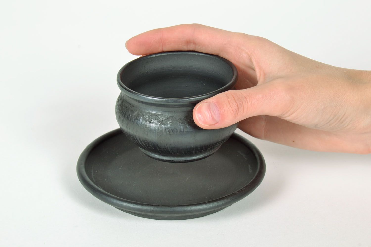 Schwarzer Salzbehälter aus Keramik foto 5