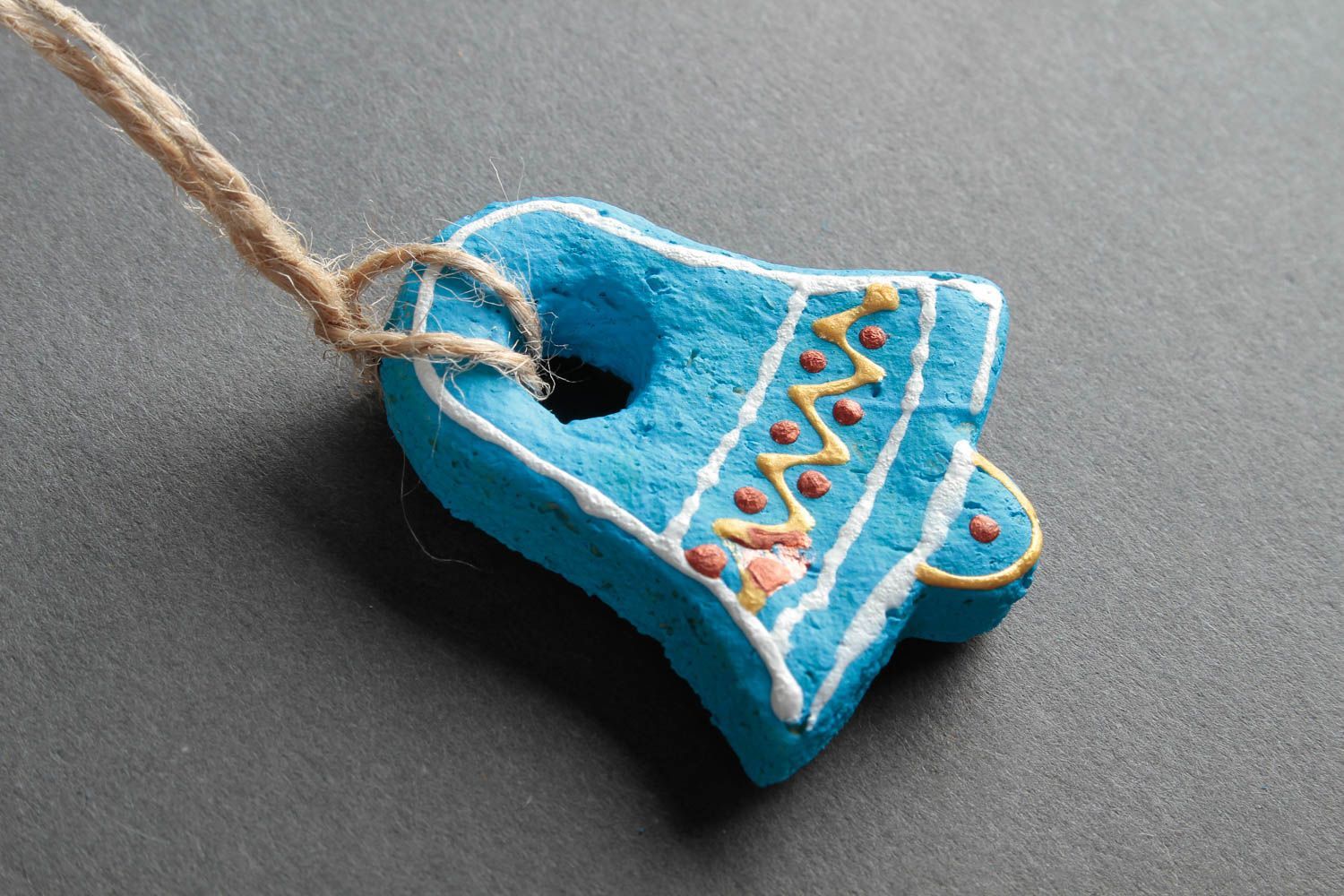 Blaue Deko für Weihnachten handmade Salzteig Figur Wohn Accessoire Glöckchen  foto 5